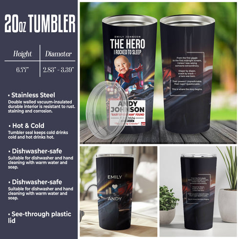 Personalized Baby Iron Man Tumbler – Custom CNN Parody Superhero Cup for Mom & Baby